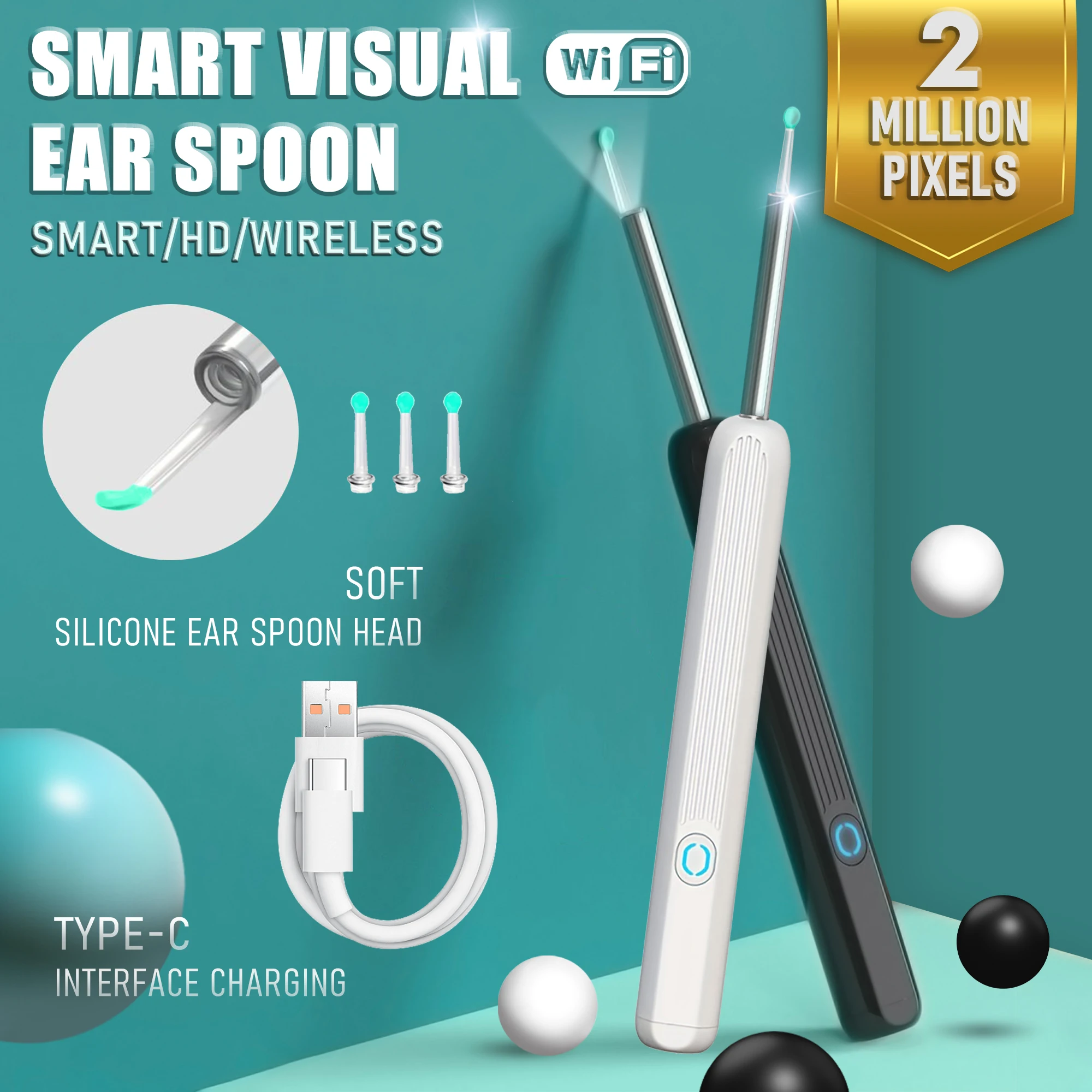 Visual ear pick, wireless WIFI with light, endoscope ear cleaner, visual ear pick