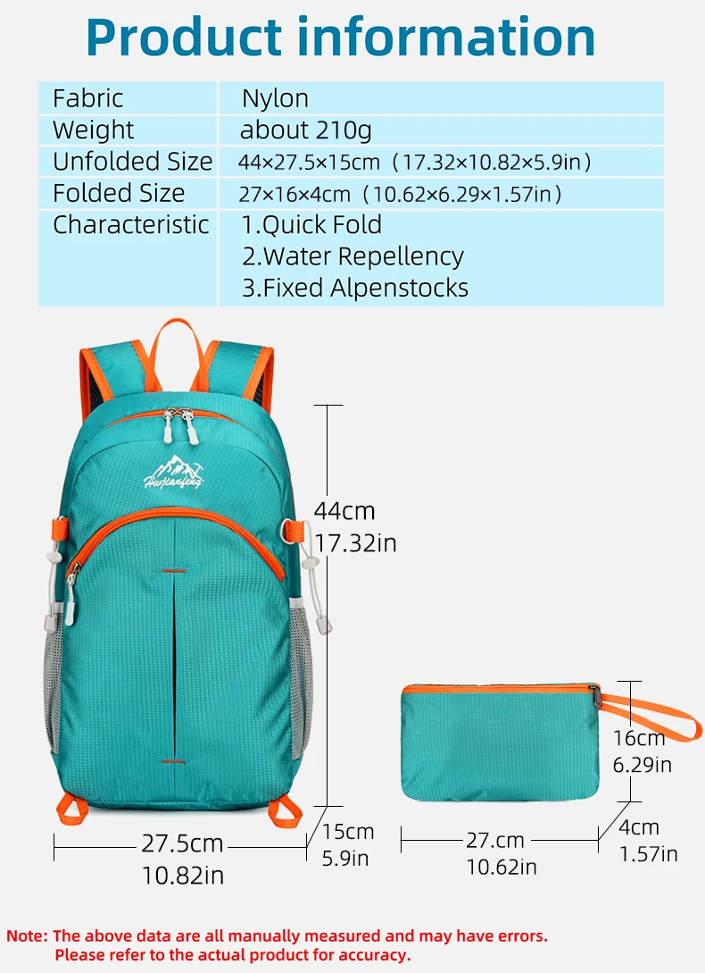 18L Tragbare Faltbare Rucksack Klapp Bergsteigen Tasche Ultraleicht Outdoor Klettern Radfahren Reise Knapsack Wandern Daypack Gipfelpaket wasserdicht verschleißfest Bodybuilding Yoga hohe Kapazität – Detail 4