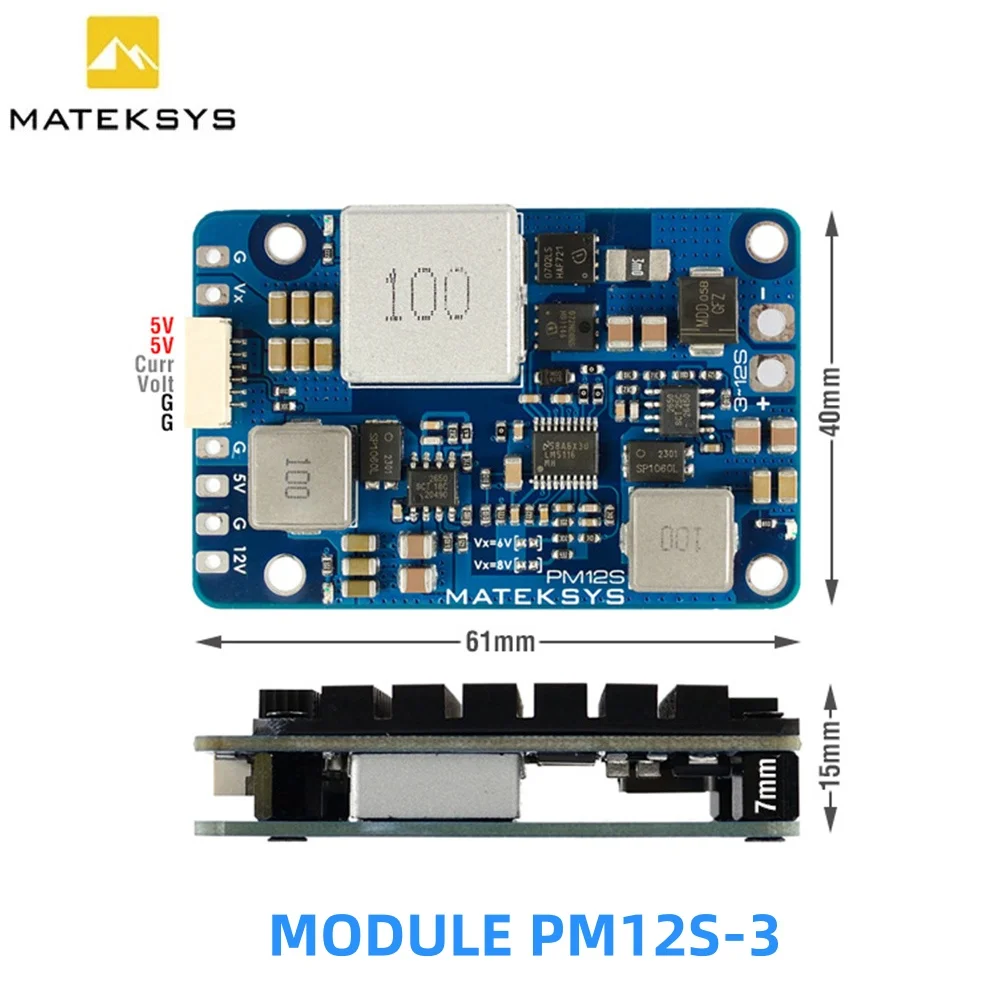 MATEK PM12S-3 Power Module 3-12S LIPO 5V 9V VX BEC with HeatSink for RC Multirotor Fixed-Wing Airplane FPV Cinelifter