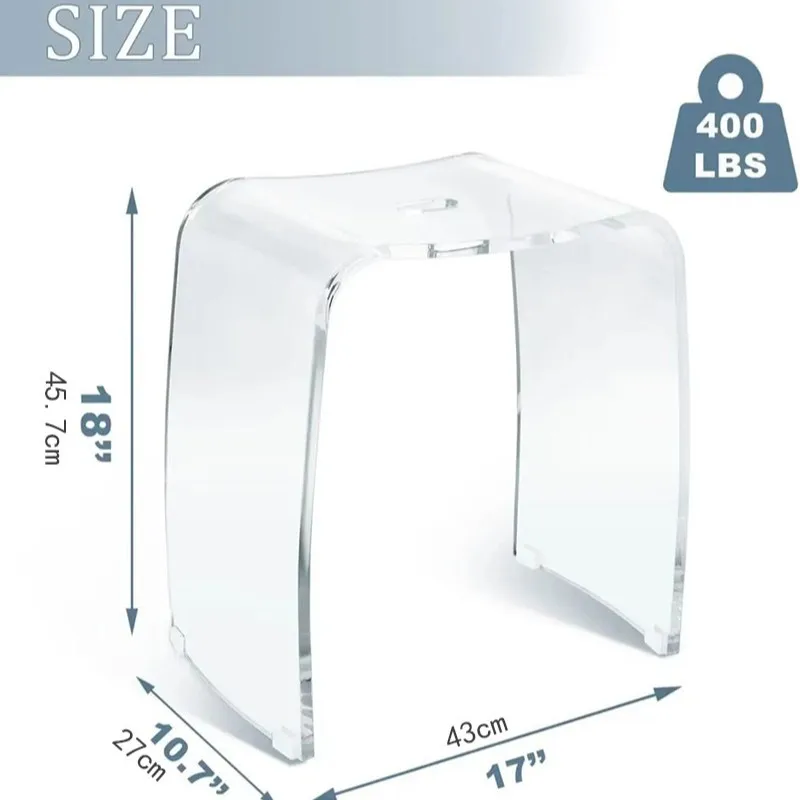 مقعد حمام شفاف من الأكريليك خفيف فاخر لغرفة النوم الفاخرة على الإنترنت كرسي أكريليك للمشاهير باب تغيير الأحذية