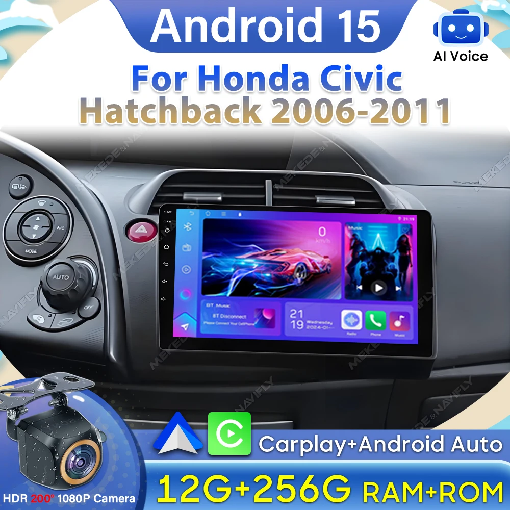 

Carplay Android 15 For Honda Civic Hatchback 2006-2011 GPS Navigation Video Car Radio Automotive Multimedia Car Monitor No 2din