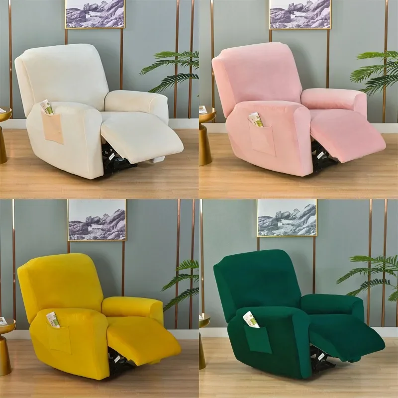 4Pcs Split Recliner Sofa Cover Thicken Velvet Lazy Boy Armchair Chair Covers Lounger Sofa Cover Couch Slipcovers for Living Room