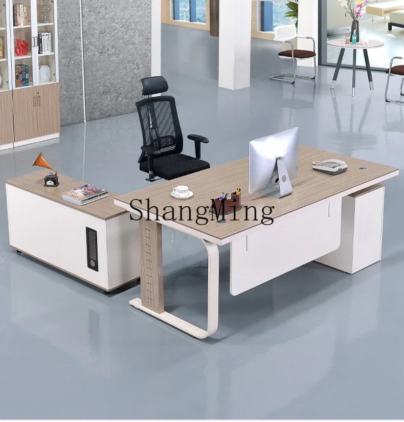 SM simples e moderno mesa de escritório e cadeira combinação escritório nova luz chinesa luxo chefe mesa
