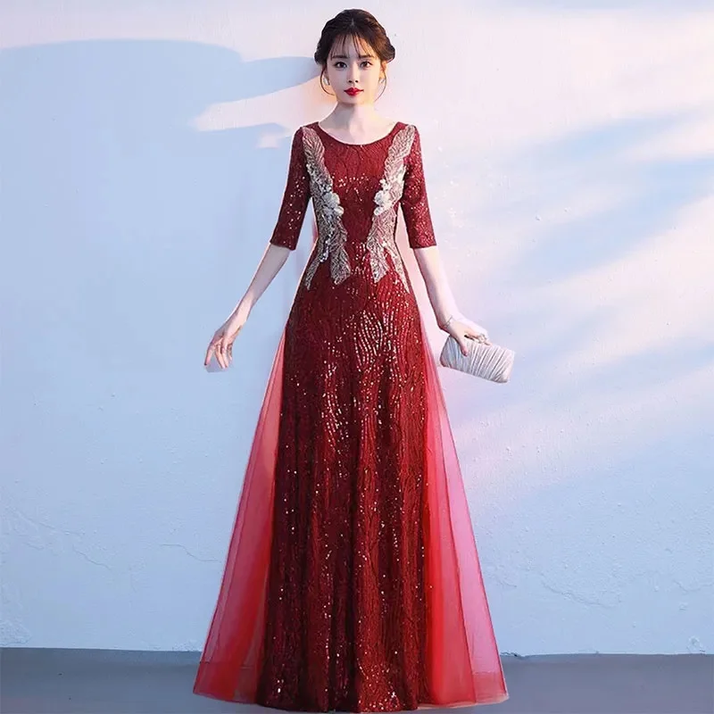 New Choral Performance Dress Female Adult Long Dress Host Chorus Dress Chinese Dance Student Recitation Dress