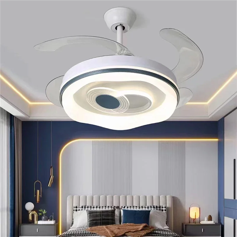 KERWIN Modern Stealth Fan Light LED Living room Restaurant Bedroom Children's room Ceiling Fan Light Remote Electric Fan Light