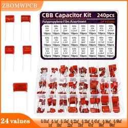 240pcs CBB Capacitor Assortment Kit Metallized Polypropylene Film Capacitors