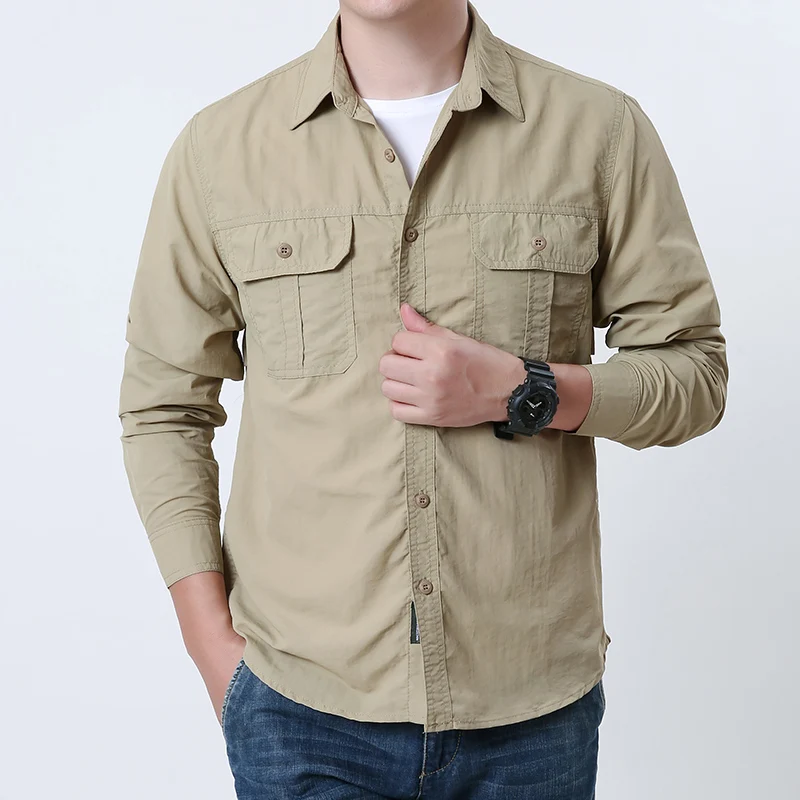 

Мужские рубашки для рыбалки с длинными рукавами UPF 50+, повседневная рубашка на пуговицах Rash Guard с дышащей сеткой для рыбалки на открытом воздухе, кемпинга