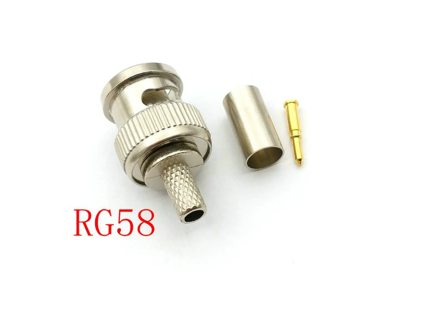 100PCS BNC Male RG59/RG58 Crimp on Coax Coaxial adapter For CCTV camera CONNECTOR