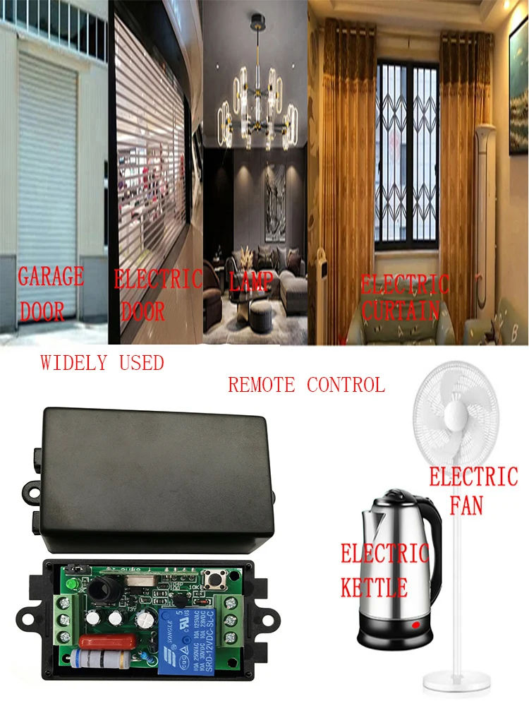 AC 220 V 1CH 1 CH Wireless RF Remote Control Light Switch 10A Relay Output Radio Receiver Module+one-button black Transmitter