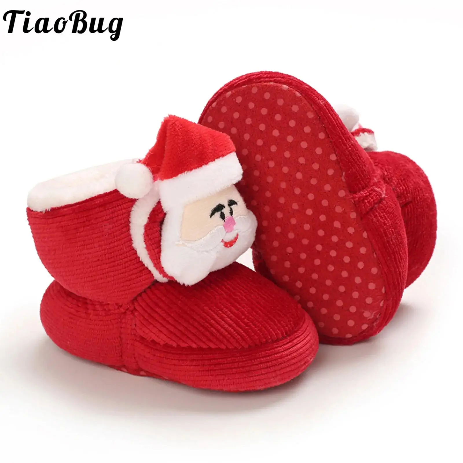 

Рождественская обувь Санта-Клауса для малышей, зимние теплые флисовые пинетки, мягкие уютные тапочки, обувь-носки, детский карнавальный костюм