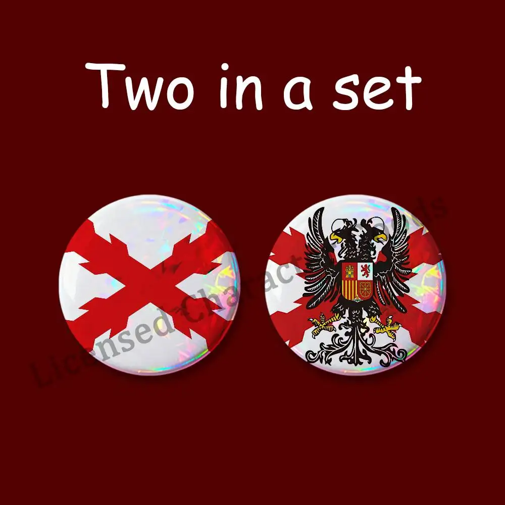 Cross of Burgundy Spanish Empire Printed Pins 2 piece set Couple Badges Decorations Souvenir Collectibles 25 32 44 58 75 mm