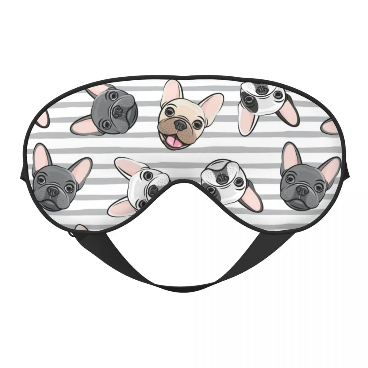 

Grey Stripes Cute French Bulldogs Soft Eye Masks Double Side Frenchies Pet Dog Blindfolds Creative Block Out Light Eye Patch