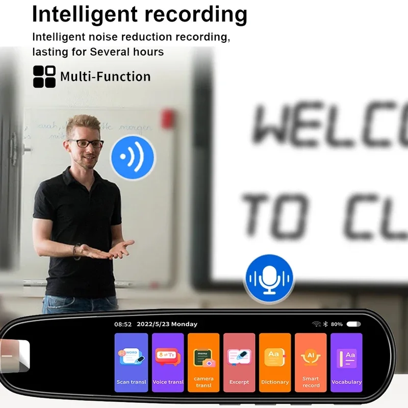 MD04  Smart AI Scan Pen BT Translator Voice Multi 134 Languages Support 3.38 Inch Touch Screen Photo Offline Record Translation