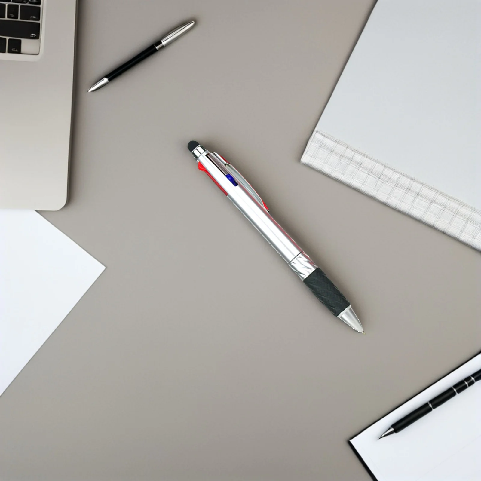 

4Pcs Stylish 3-Color Ballpoint Pen Set with Stylus Mechanism Lightweight Design for Meetings Notes Journaling on Go