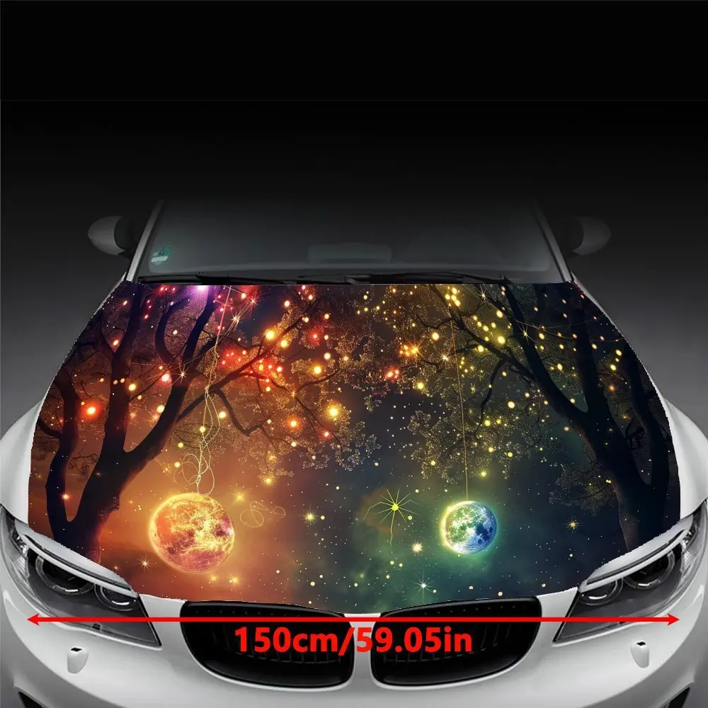 Pendant lamp planetary pattern car vinyl material car hood film self-adhesive sticker waterproof and scratch resistant, suitable