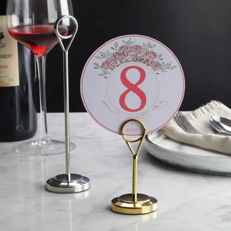 6 Pieces Stainless Steel Metal Name Card Holder Memos Food Labels Clip Wedding Photo Picture Clip Table Number Place Card Holder