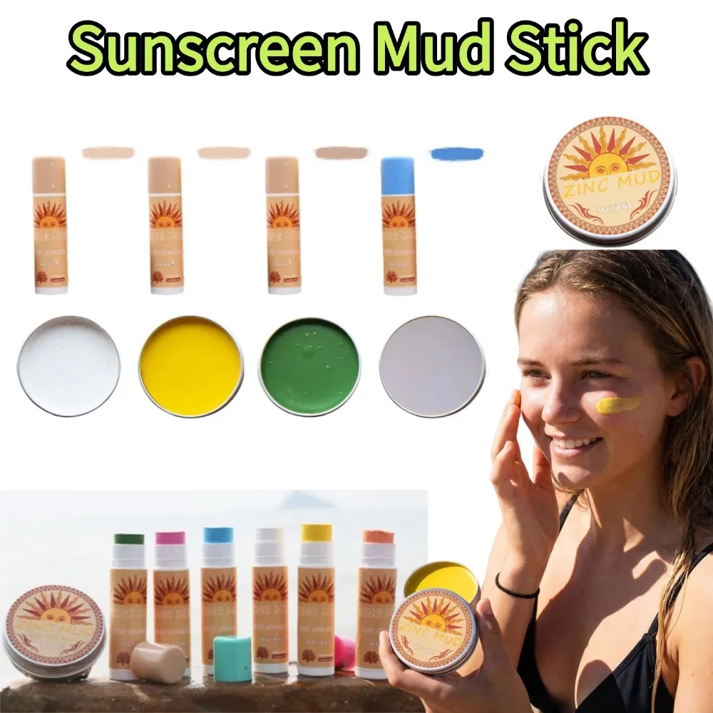 Colored Sunscreen Mud Sticks Waterproof Face Mud Stick for Outdoor Surfing Snorkeling Skiing Physical Camouflage Cream 17/33/43g