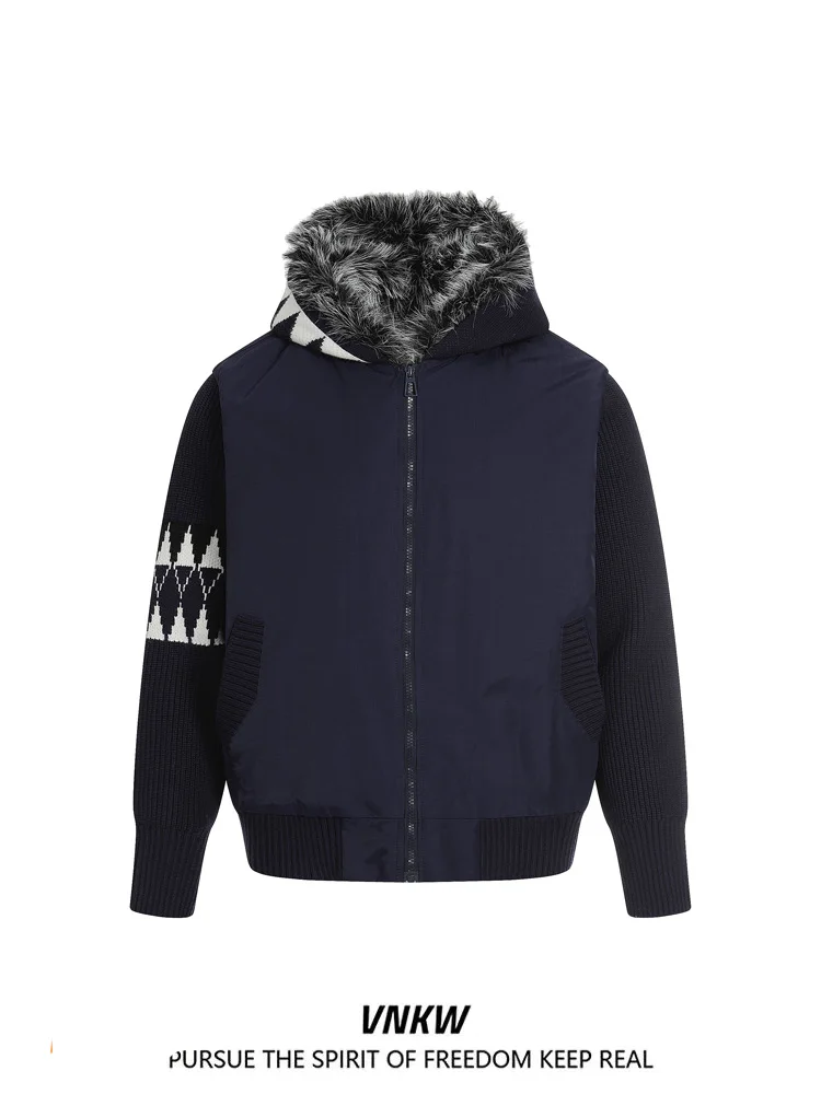 Thickened Cotton Jacket Hooded Padded Coat Unisex Winter Warm Fluffy Outerwear Cleanfit Style Couple Matching Coat Youth Trend