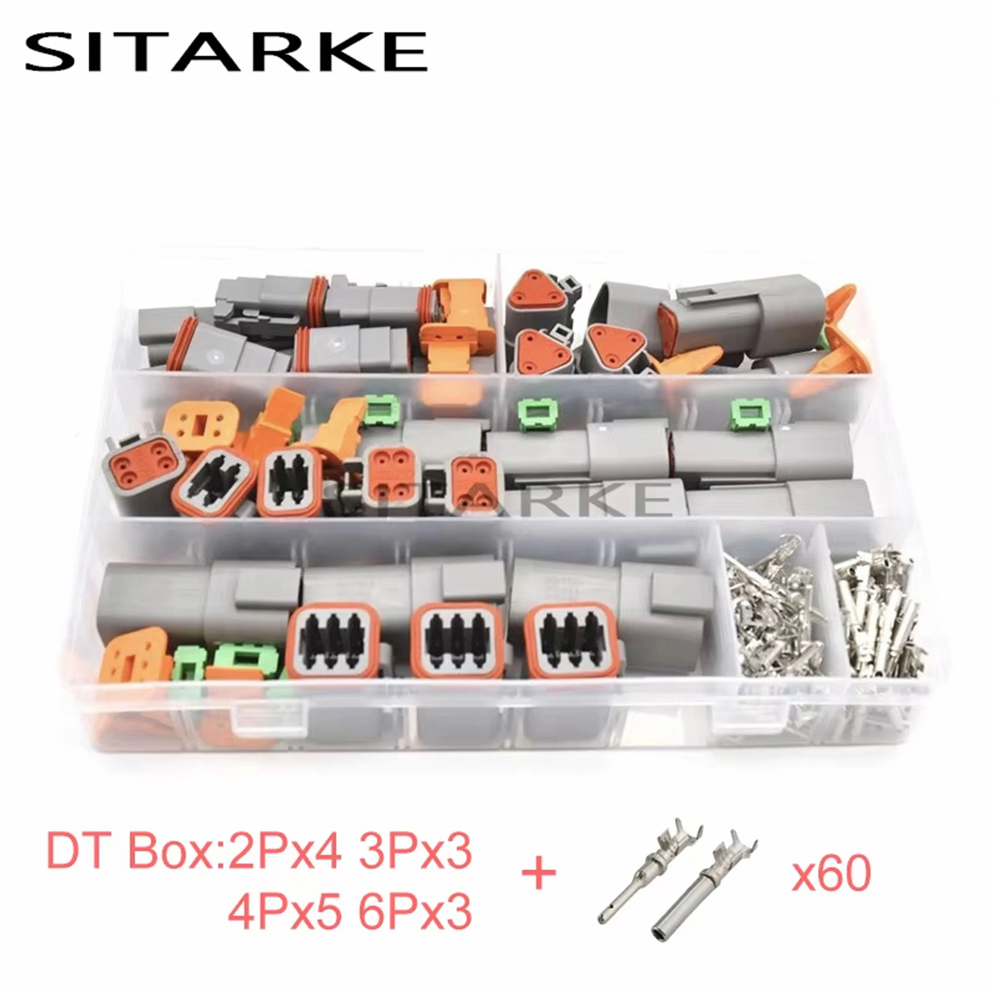 250Pcs Deutsch DT Series Waterproof Wire Electrical Connector Kit DT06-2/3/4/6S DT04-2/3/4/6P Auto Sealed Plug With Pins Box