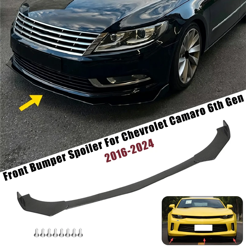 Sport Front Bumper Splitter Spoiler Lip For Chevrolet Camaro 6th Gen 2016-2024 5Pcs Adjustable Sectional Car Tuning Body Kit