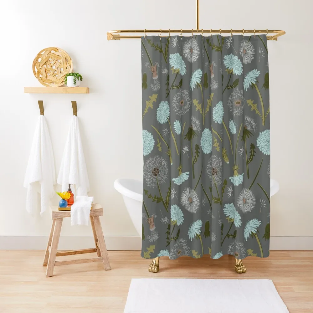 

Grey & Light Blue Dandelions Shower Curtain Cute Shower For Bathrooms Bathroom Deco Funny Shower Curtain
