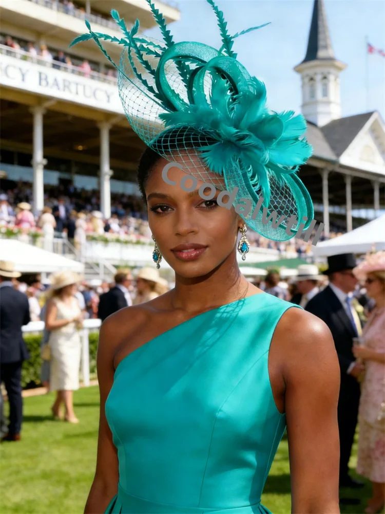 Royal Blue Mesh Hair Fascinator Hat Accessories Ladies Women Elegant Church Wedding Veil Race Headdress Bride Cocktail Pillbox image 3