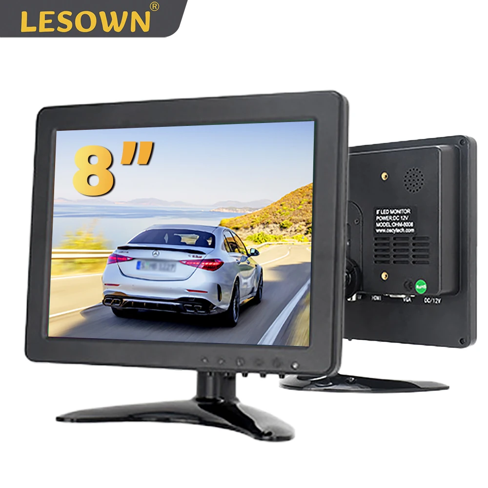 

LESOWN IPS LCD Small Screen 8 inch 1024x768 CCTV Security Monitor with VGA HDMI USB BNC AV Speakers Widescreen Display for PC