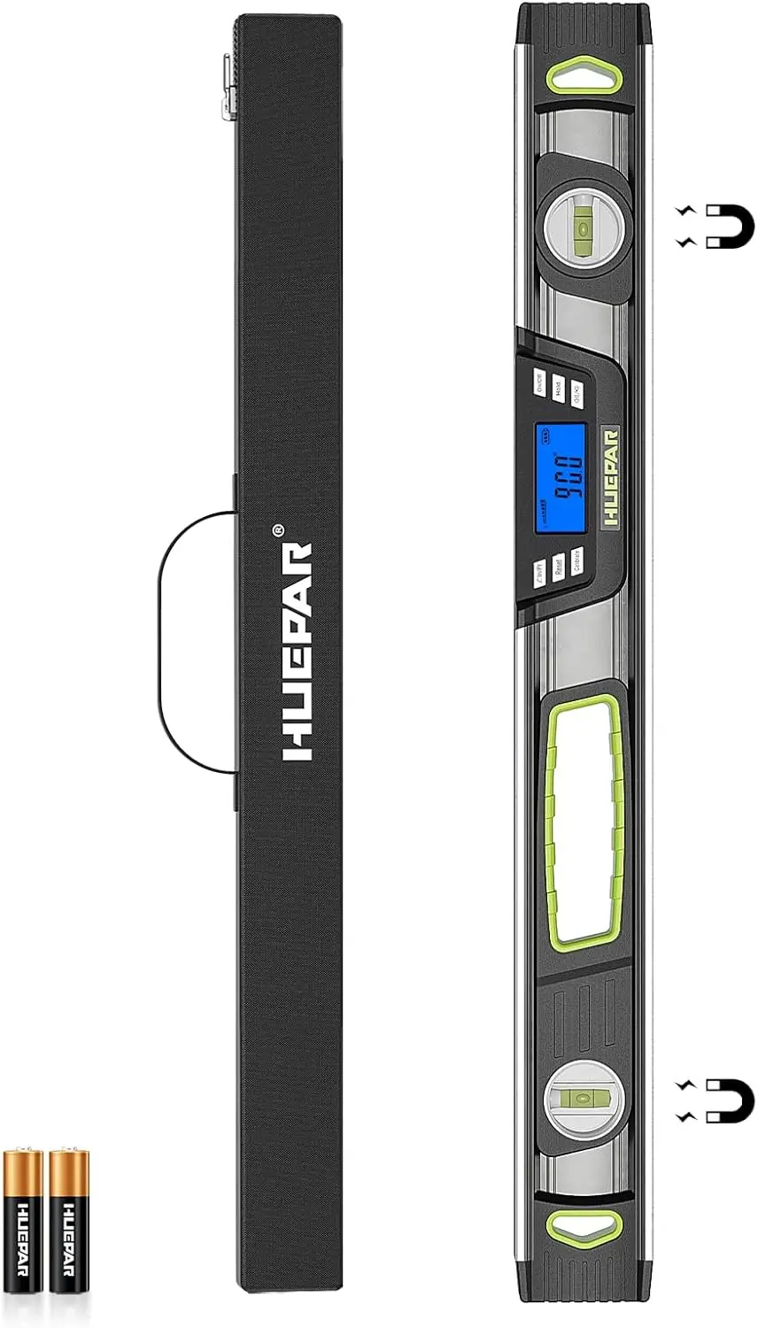 

48-Inch Digital Level Tool with Bright LCD Display, Audible Alerts, Magnetic Base, IP54 Resistant, Includes Carrying Case