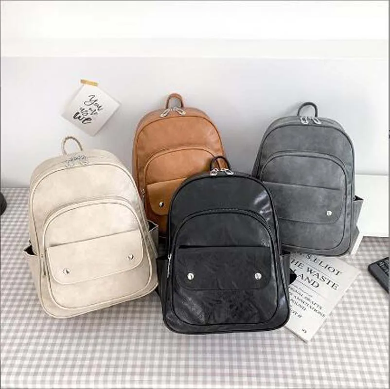 

Korean Style Fashion High Quality Leather Backpack Women Large Capacity Travel Bagpack School Bags for Girls Shoulder Bags