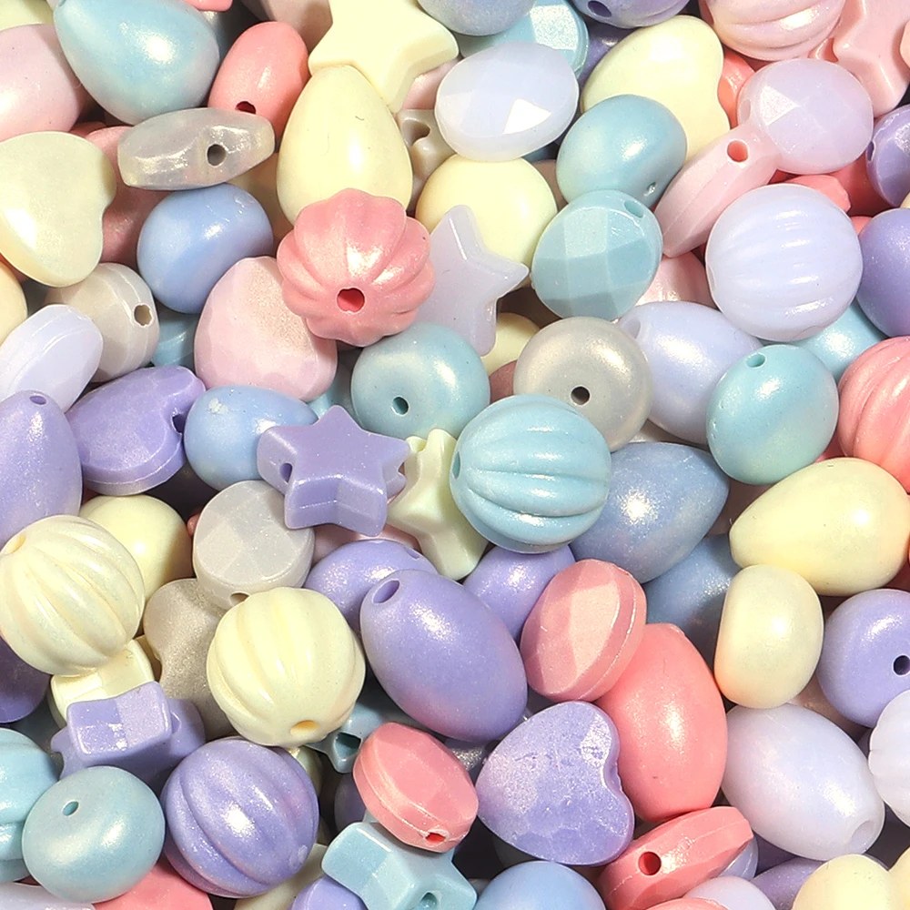    100 teile/los Acryl Perlen Macaron Farbe Herz Stern Kürbis Perle Lose Spacer Perlen Für DIY Schmuck Machen Halskette Armband