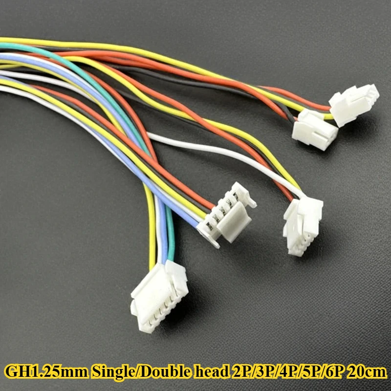 GH1.25mm Single/Double Head 2P/3P/4P/5P/6P Pitch 1.25MM With Lock Buckle Terminal Wire Length 20CM 32AWG Silicone Wire Connector