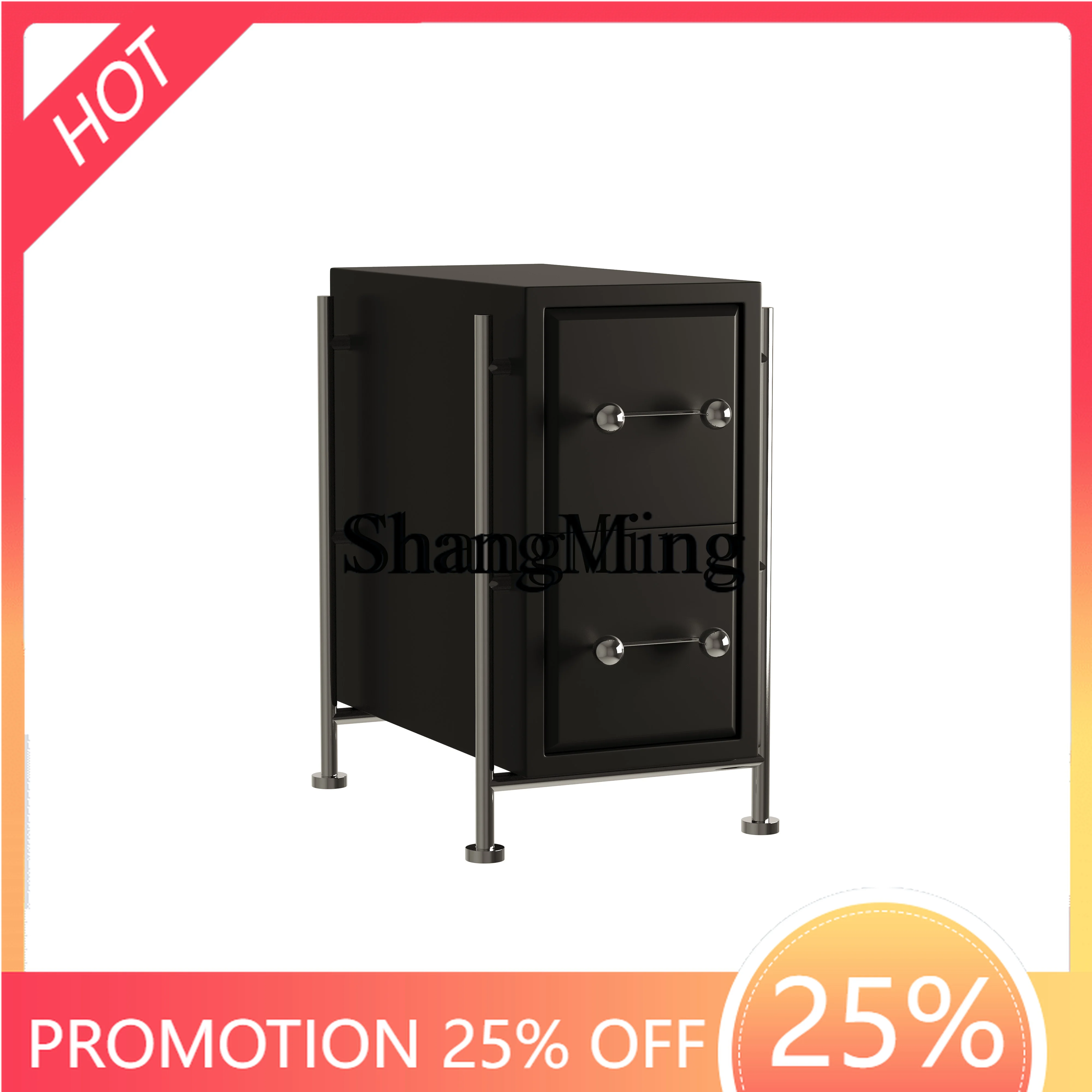 

ZYY simple modern double layer black bedside table household bedroom living room balcony side cabinet small storage cabinet