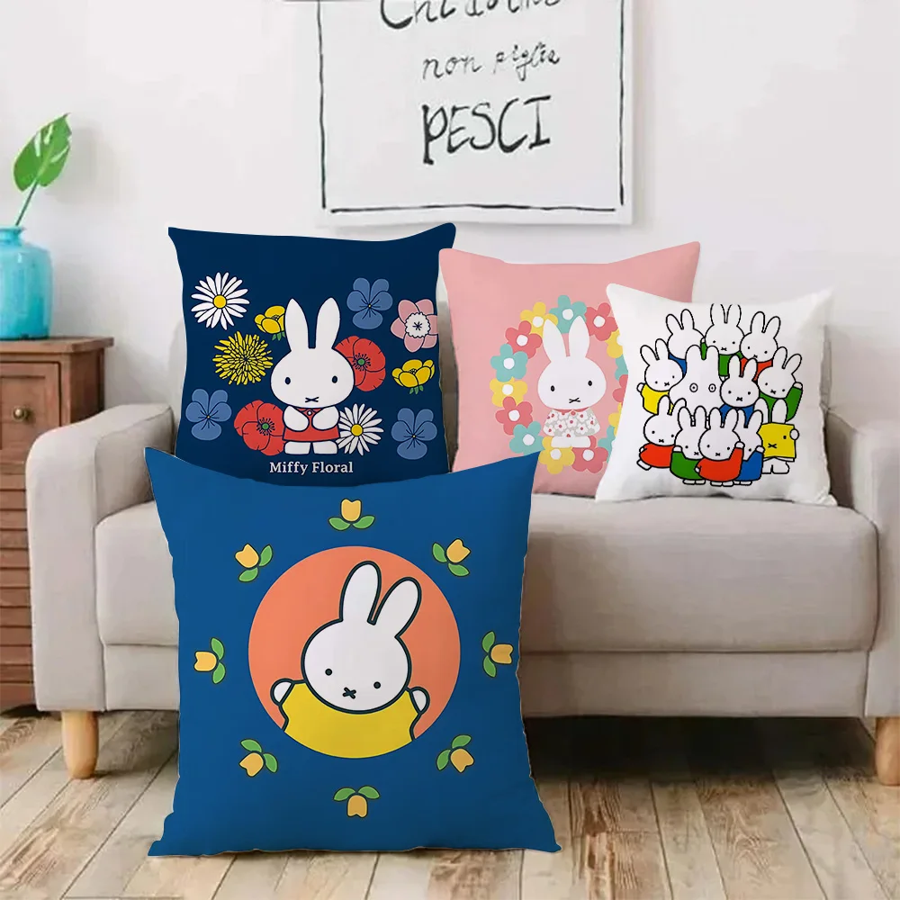 Cartoon cute Pillow Covers M-M-MiffyS-Cartoon Sofa Decorative Home Double-sided Printing Short Plush Cute Cushion Cover