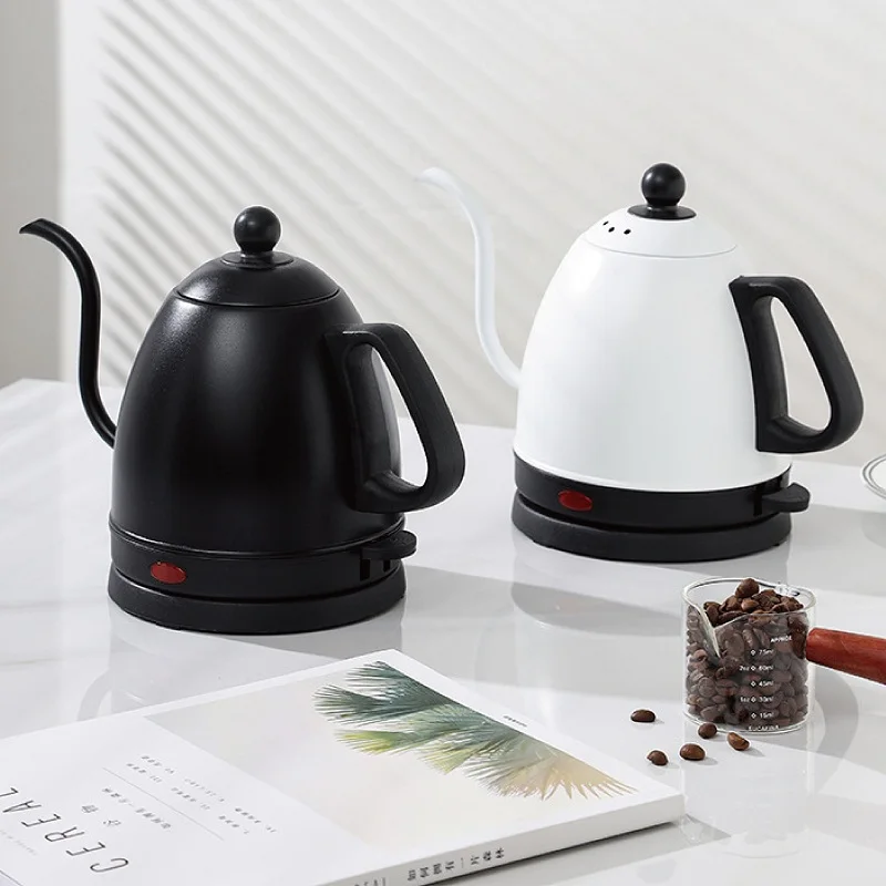 800ml Electric Kettle Home Gooseneck Hand Brew Coffee Pot Mini Teapot 304 Stainless Steel Quick Kettle Pot  Auto Power-Off 220V