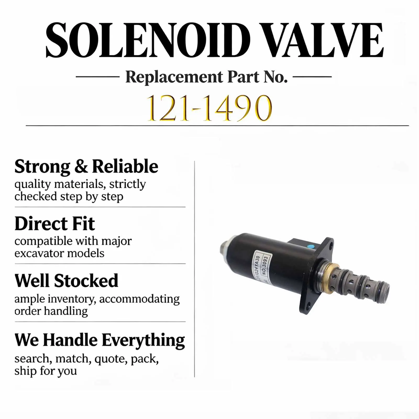 New 121-1490 KWE5K-31/G24YA30 Solenoid Valve For Caterpillar CAT 325BL 320B 324DFM 312B 312C 312D 315BL 319DL 315DL 558 315B