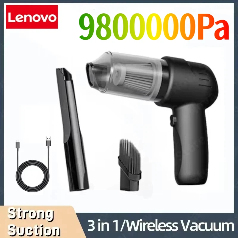 Lenovo Portable 3-IN-1 Vacuum Cleaner For Multi Purpose Wireless Vehicle Small Household Cleaner Handheld Car Vacuum Cleaner
