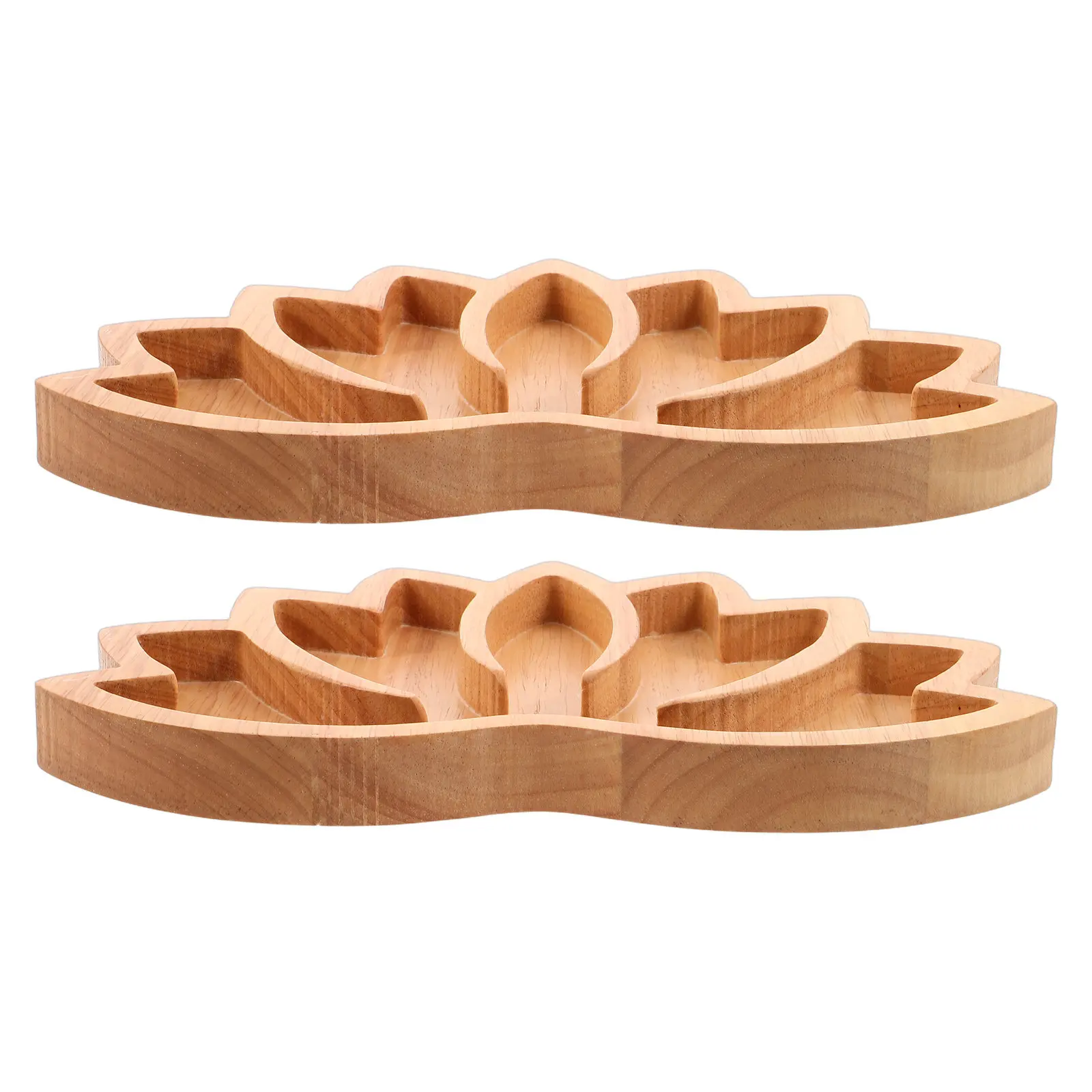 2Pcs Wooden Lotus Crystal Display Tray Curved Edge Crystal Holder for Stones Jewelry Display Organizer Bowl Mineral Specimen