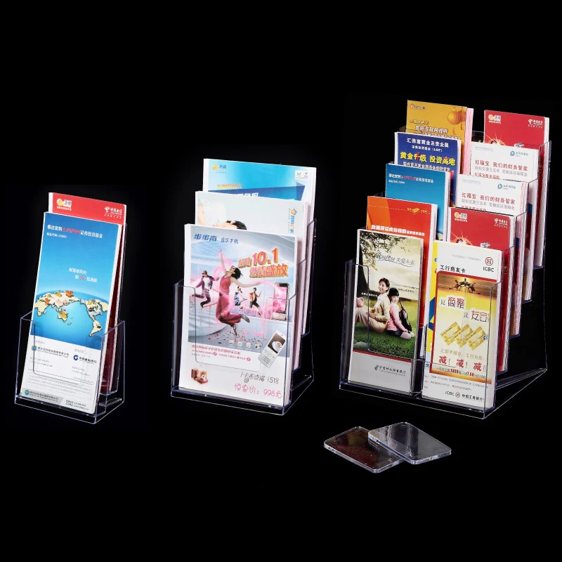 Clear Acrylic Display Rack 1-5 Tier Information Shelf Brochure Leaflet Display Stand Universal Desktop Folding Rack Bank Office