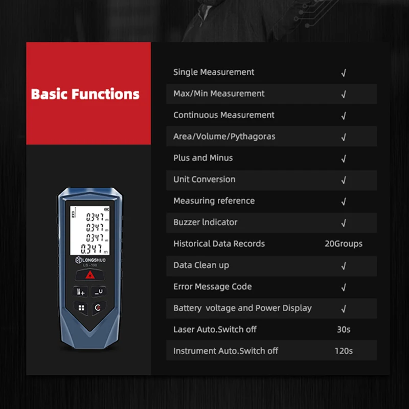 CE FC Infrared Rangefinder Handheld 100M Metro Trena Laser Tape Measure Ruler Roulette Tool Laser Distance Meter