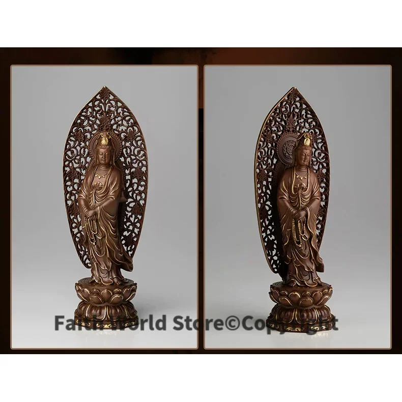 HOME SHOP Worship Efficacious Talisman Protection High-grade 24k gold gilding GUAN YIN Avalokitesvara Buddha bronze statue