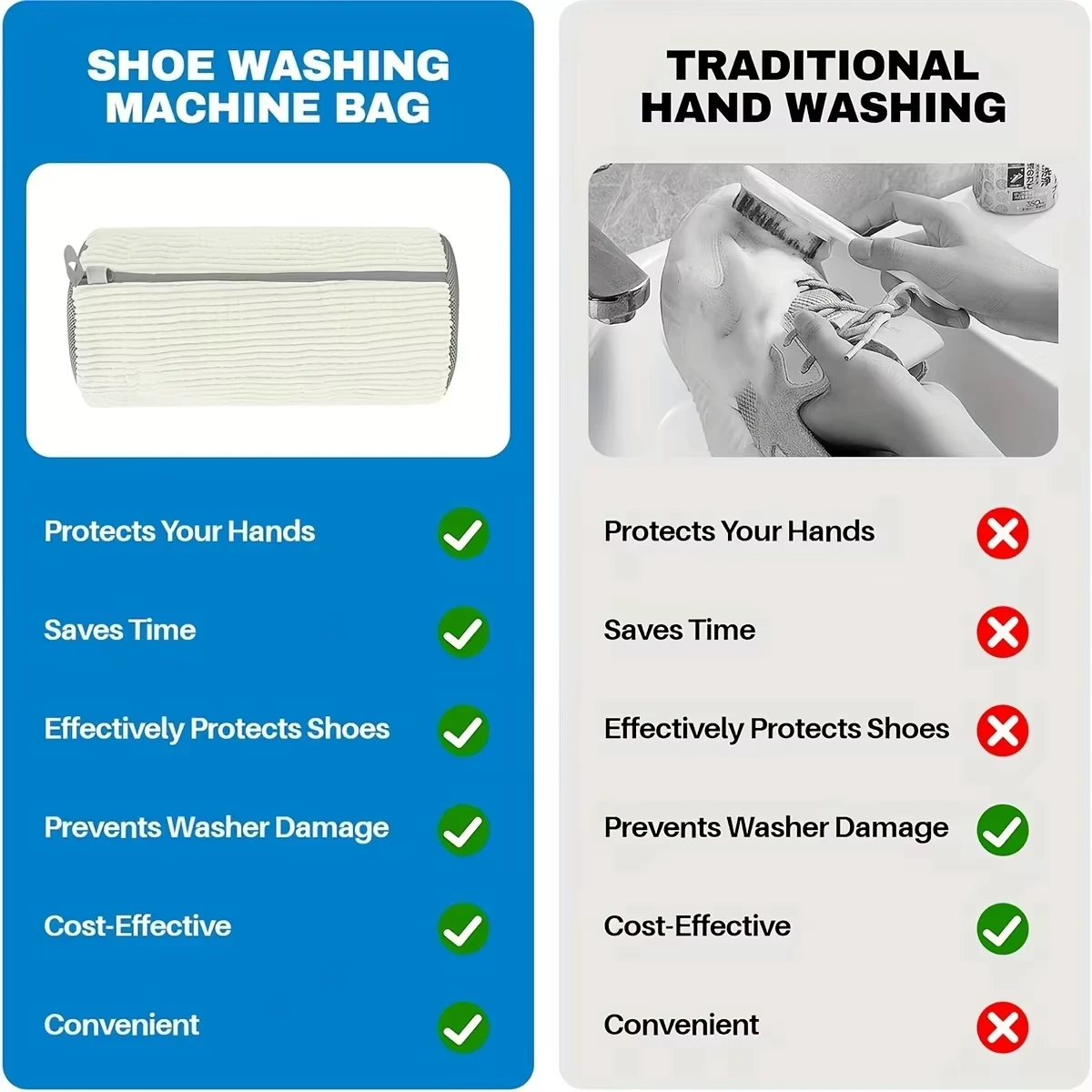 حقيبة غسالة الأحذية المتينة لجميع أنواع الأحذية، تنظيف سريع وسهل، حقيبة أحذية الغسيل للغسالة والمجفف