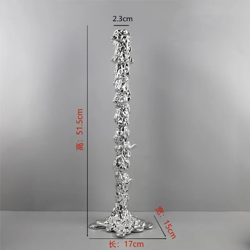 Modern Minimalist Electroplated Silver Resin Candle Holder, Centerpiece of Living Room Dining Table, Home Decoration Ornament