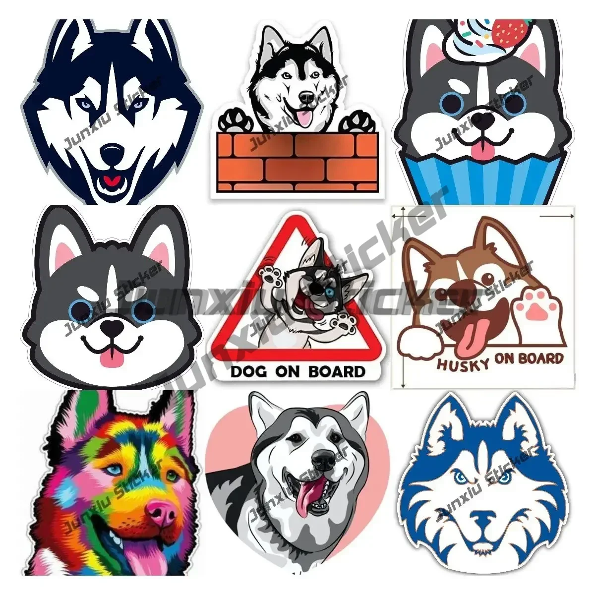 

Husky Sticker Cute Pet Dog Sticker Funny Siberian Husky on Board Cartoon Animals Decals Cover Scratches Decoration Accessory