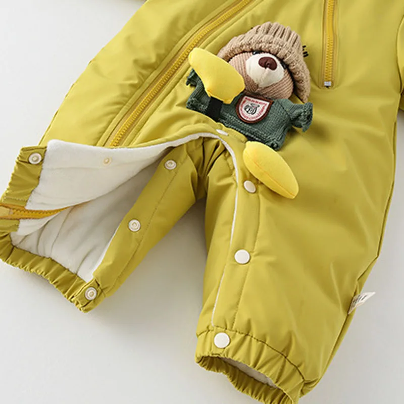 IYEAL معطف شتوي من الصوف السميك ملابس لحديثي الولادة بدلة رومبير ناعمة دافئة للأولاد ملابس خارجية