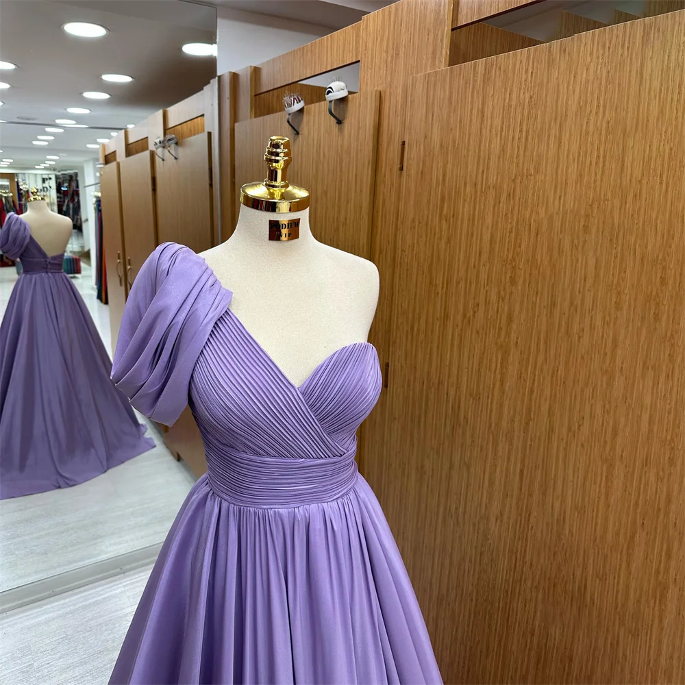 Lily Lavender One Shoulder Prom Dress A Line Party Dress Stain Pleat Celebrity Gowns Wedding Party Dress Custom вечерние платья