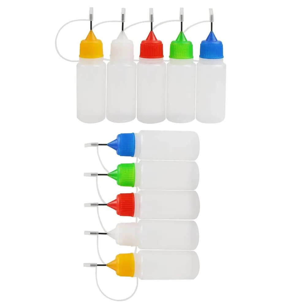 

10Pcs Needle Tip Glue Bottles Reusable Plastic Oil Container for Repair Work Detailed Application Liquid Dispenser