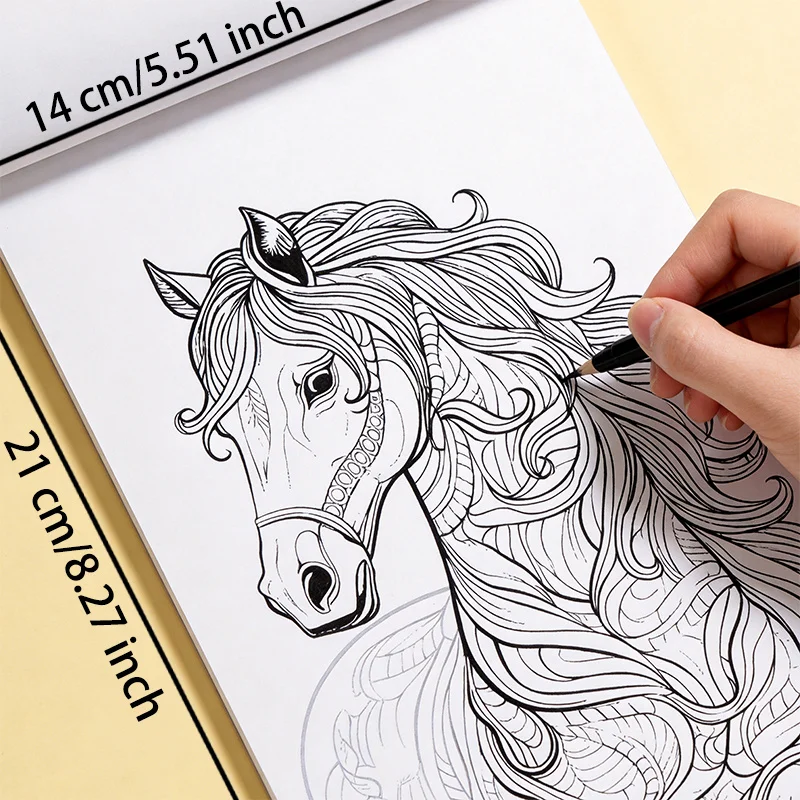 A Coloring and Graffiti Book with Animal/butterfly/mecha/beautiful Girl/ocean Themes, Line Drawing Picture Book, 24 Pages