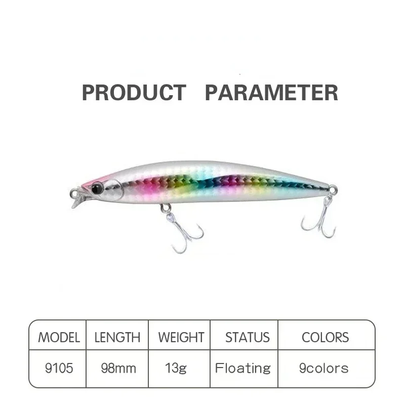 MINNOW 98mm 13g Floating Wobbler Fishing Lure 9 Color Minnow Lure Hard Bait Artificial Bait Depth0.8-1.0m Swimbait