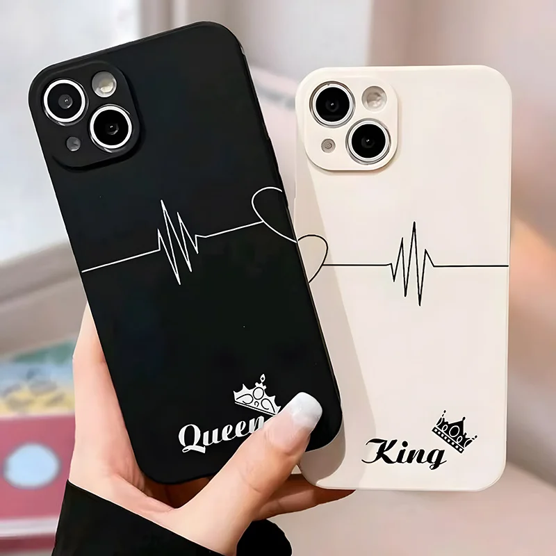 

Стильный однотонный чехол, совместимый с iPhone 13, 14, 15, 16, 17 Pro Max, идеальный подарок для пар