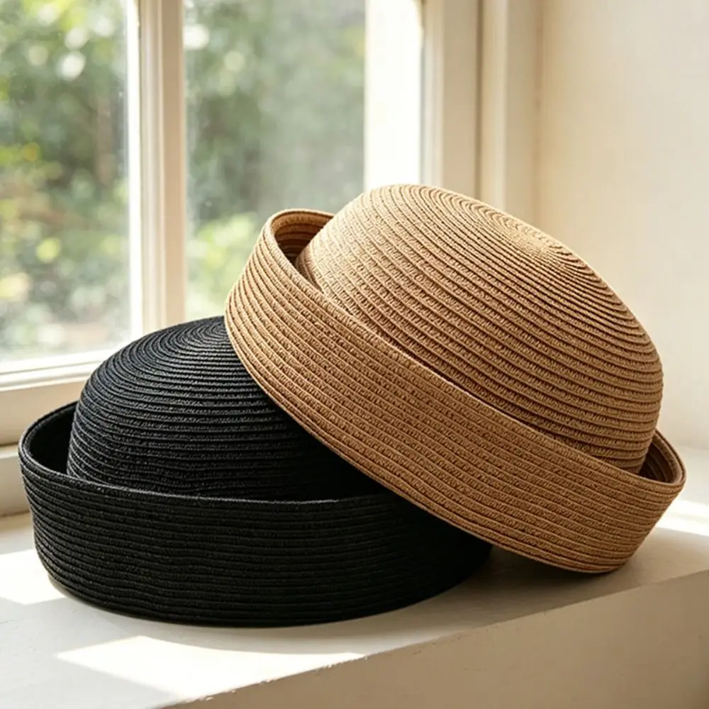 New Elegant Straw Pillbox Hat Weave Classic Fedora Hat Teardrop Fedoras Sun Hat Cocktail Event